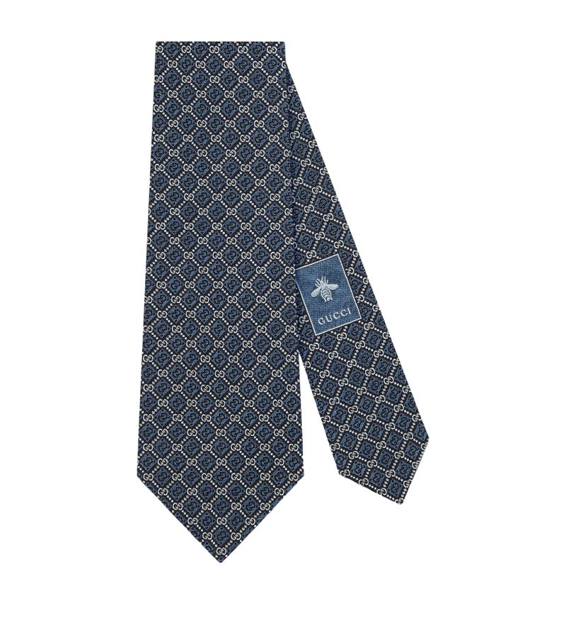 Gucci Gucci Silk Gg And Rhombus Motif Tie