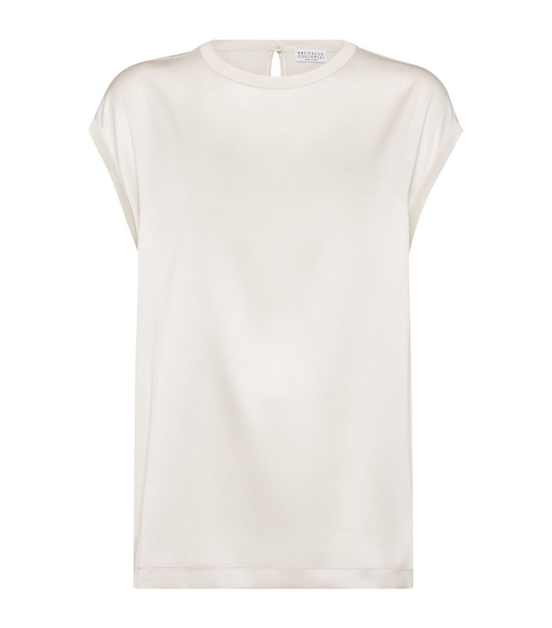 Brunello Cucinelli Brunello Cucinelli Silk Monili-Trim T-Shirt