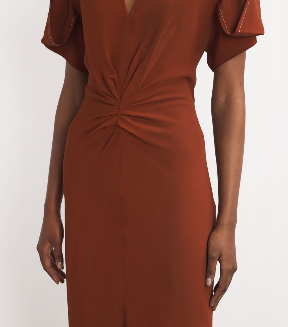 Victoria Beckham Victoria Beckham Gathered V-Neck Midi Dress