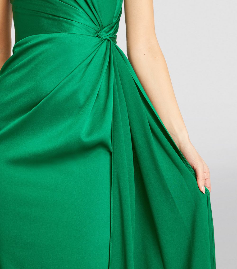  Alex Perry Twist-Detail One-Shoulder Gown