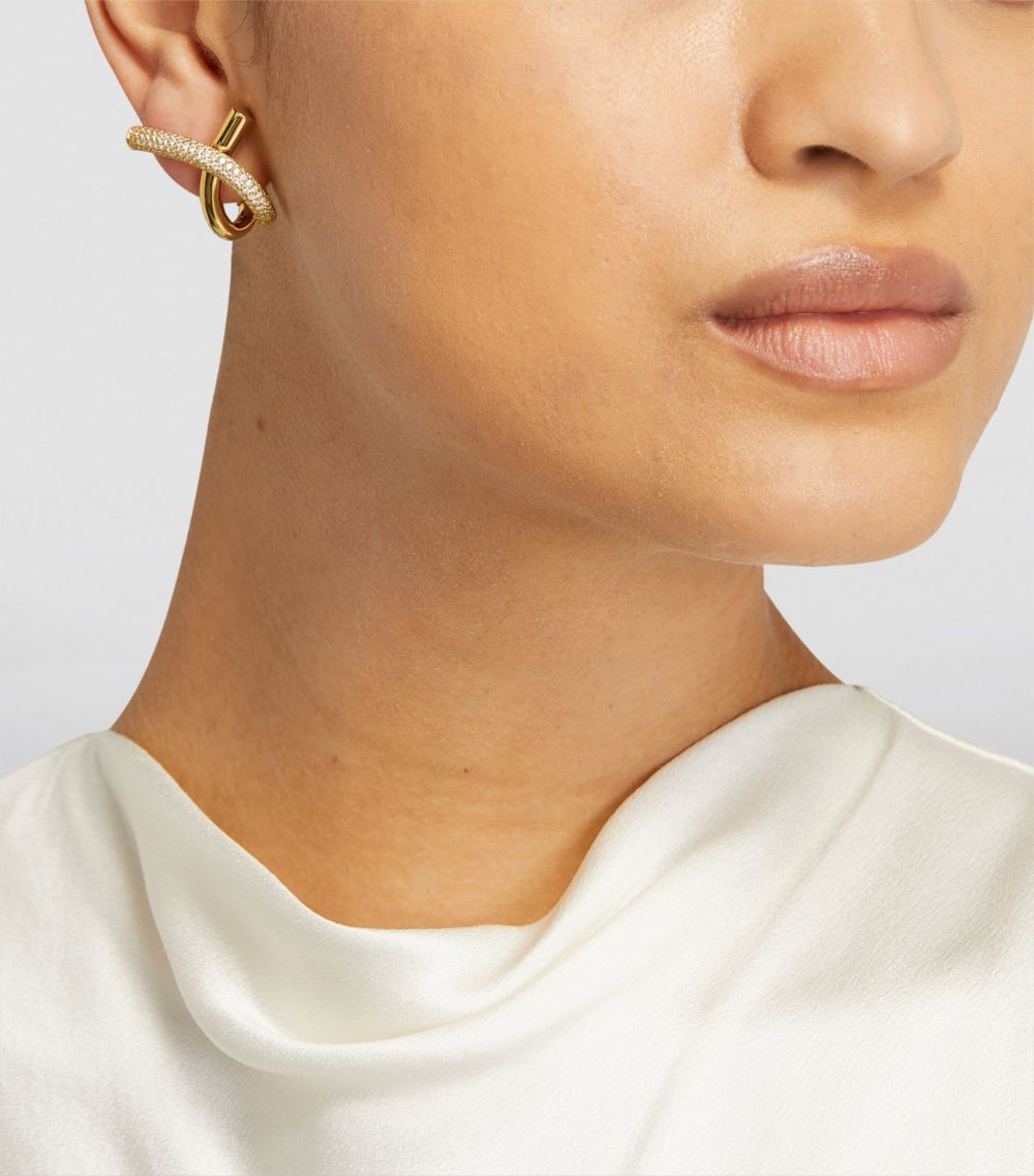Engelbert Engelbert Yellow Gold and Diamond Half Pave Loop Earrings
