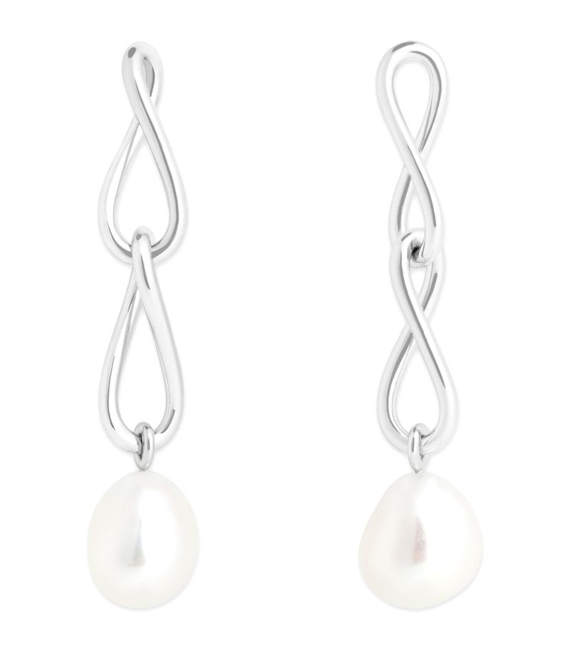  Astrid & Miyu Sterling Silver And Pearl Drop Earrings