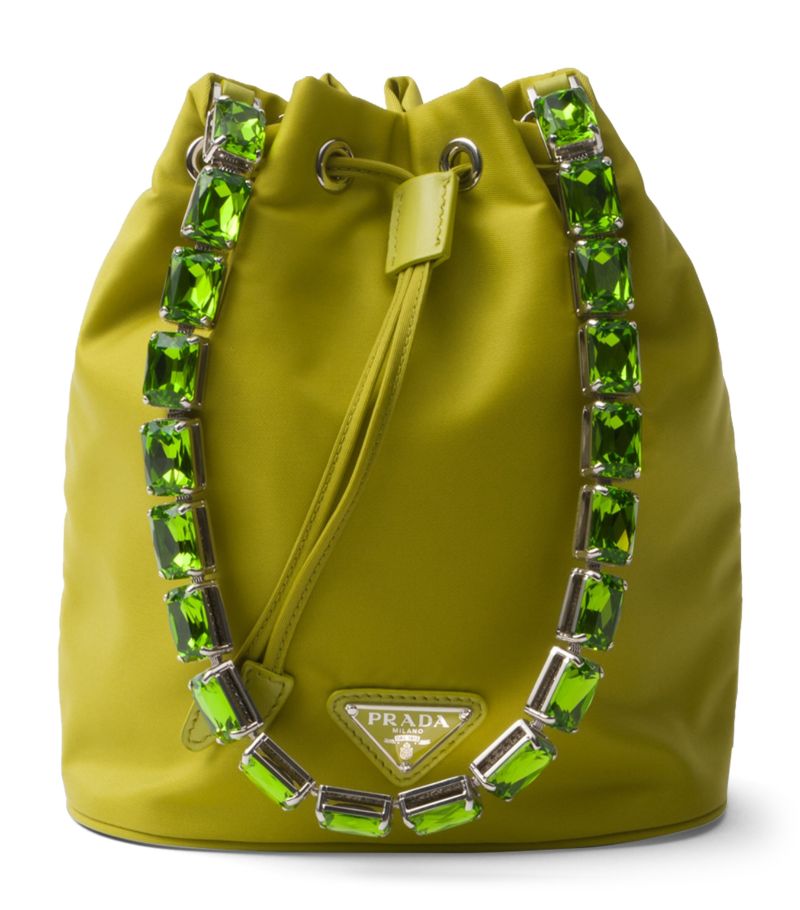 Prada Prada Mini Re-Nylon Embellished Bucket Bag