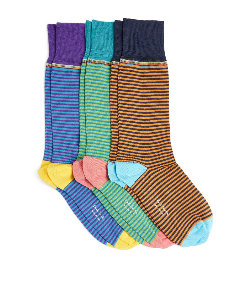 Paul Smith Paul Smith Cotton-Blend Signature Striped Socks (Pack Of 3)