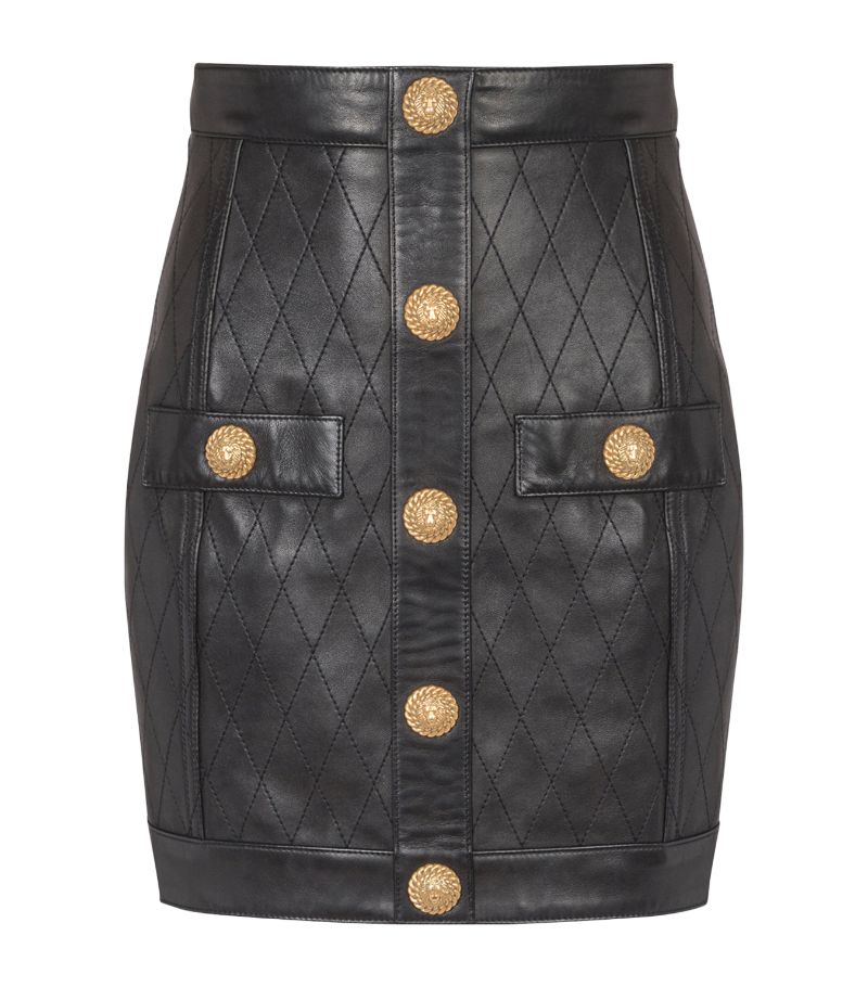 Balmain Balmain Leather Button-Detail Mini Skirt