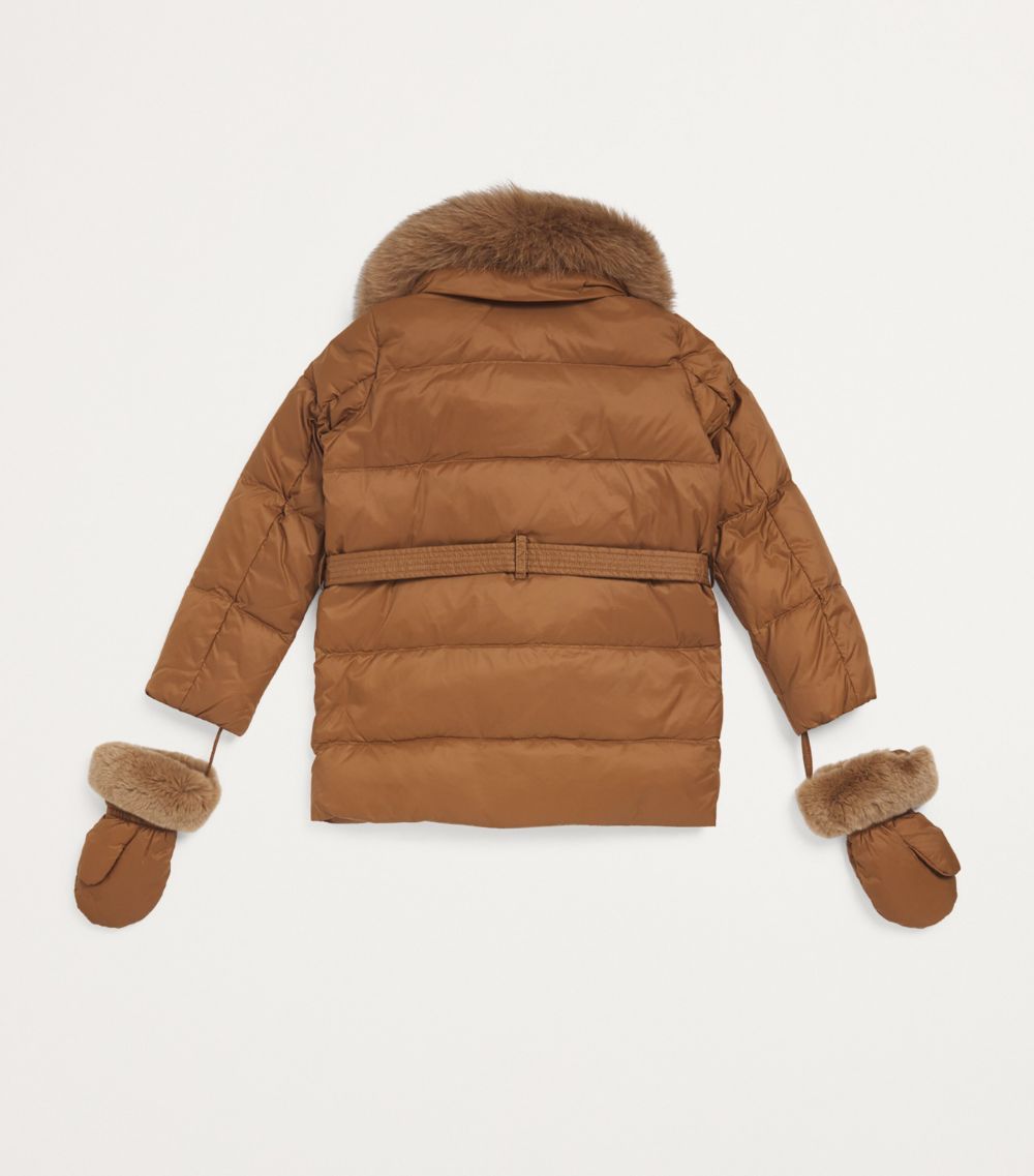 Yves Salomon Enfant Yves Salomon Enfant Fur-Trim Down Puffer Jacket With Mittens (4-14 Years)