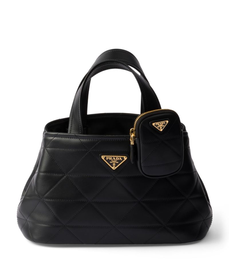 Prada Prada Small Leather Quilted Tote Bag