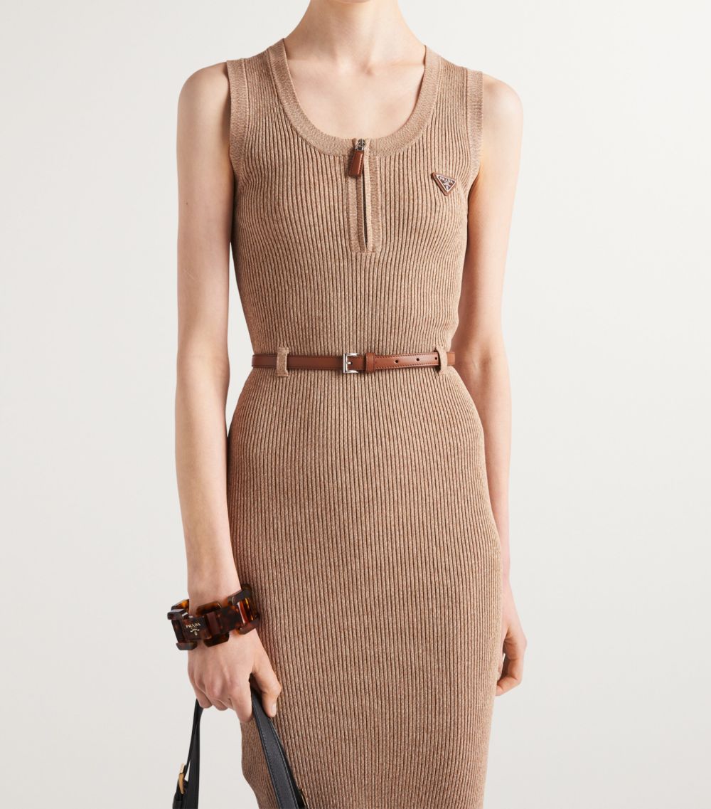 Prada Prada Cotton Ribbed Midi Dress