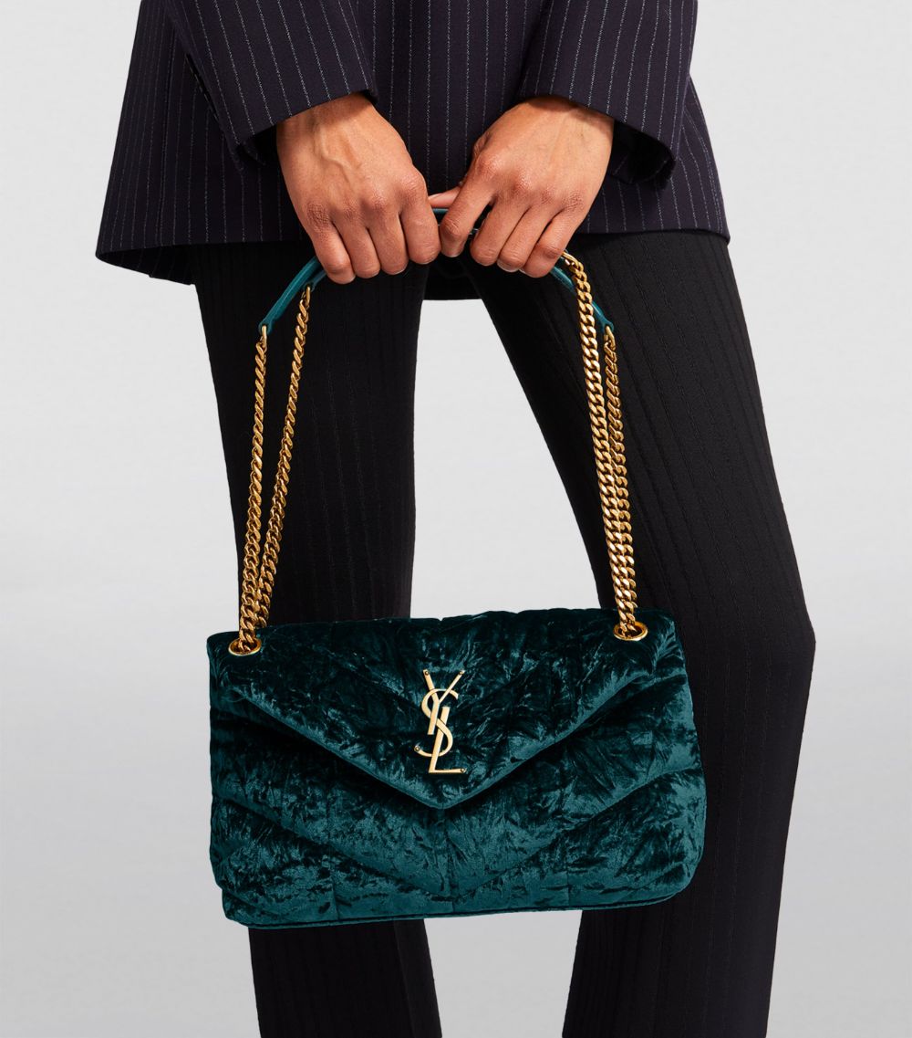 Saint Laurent Saint Laurent Small Velvet Puffer Cross-Body Chain Bag