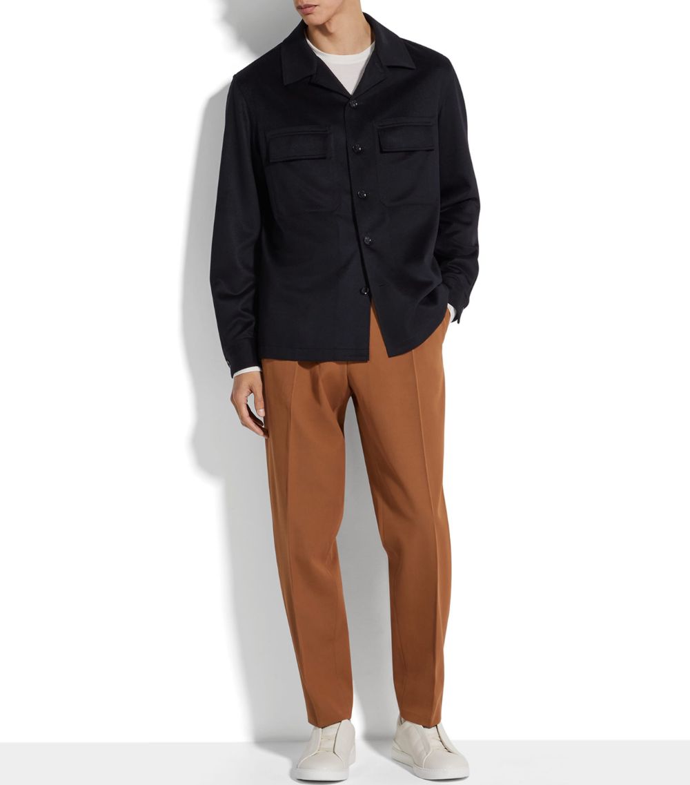 zegna Zegna Cotton-Wool Tailored Straight Trousers