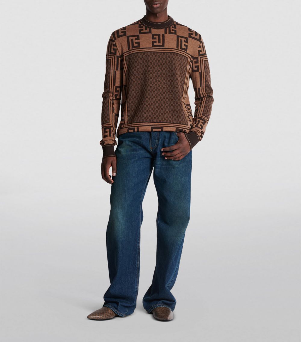 Balmain Balmain Merino Wool Mini Monogram Sweater