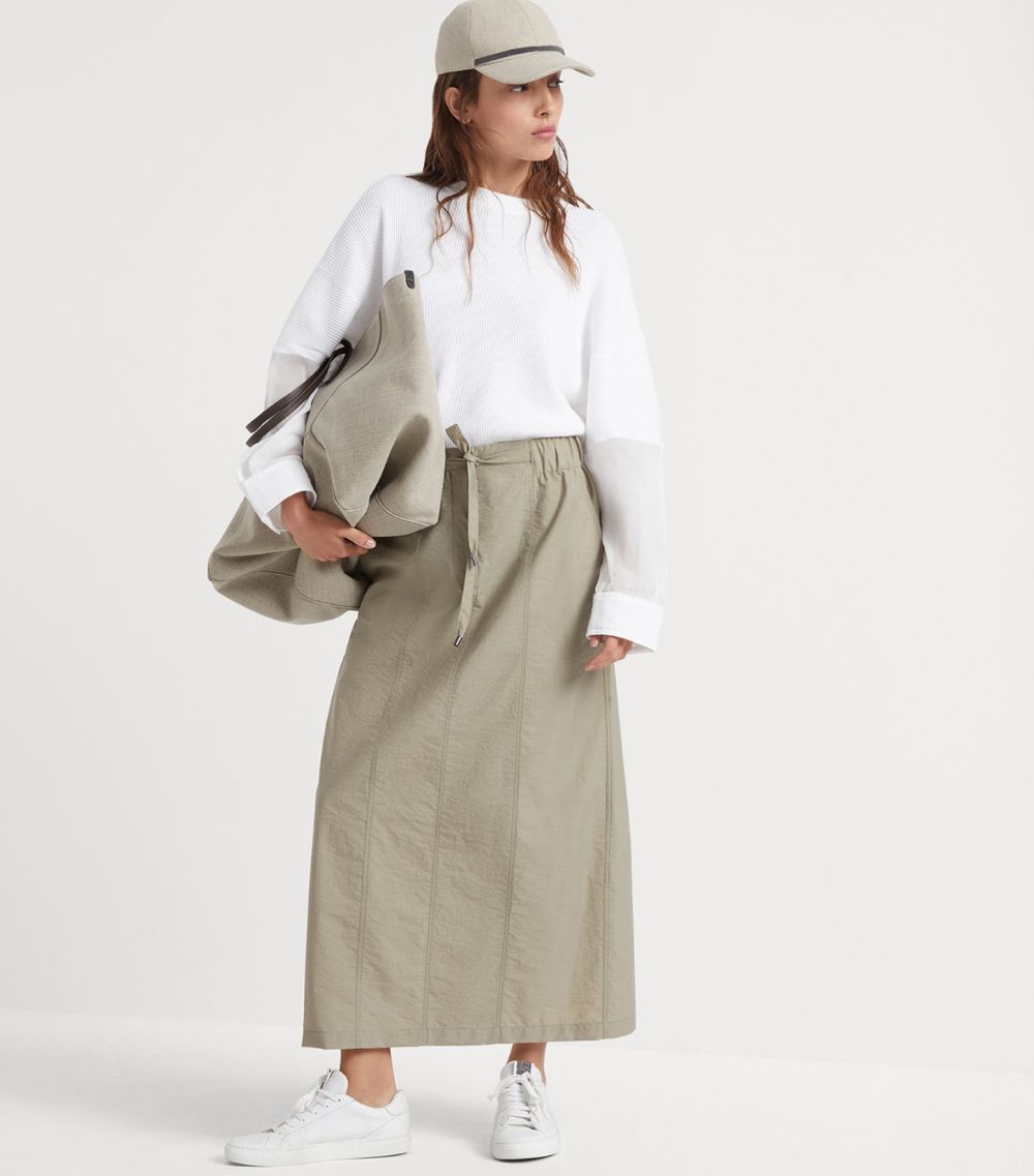 Brunello Cucinelli Brunello Cucinelli Techno Cotton Midi Track Skirt