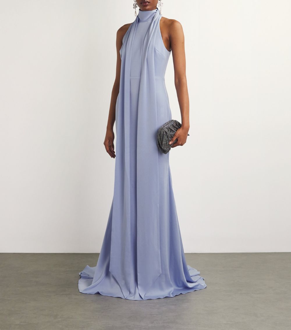  Alex Perry Satin Crepe Scarf Gown