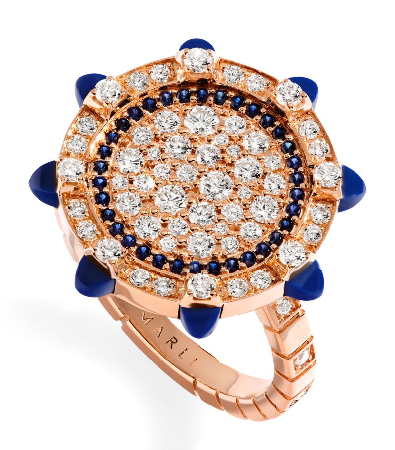  Marli New York Rose Gold, Diamond And Lapis Lazuli Tip-Top Statement Ring