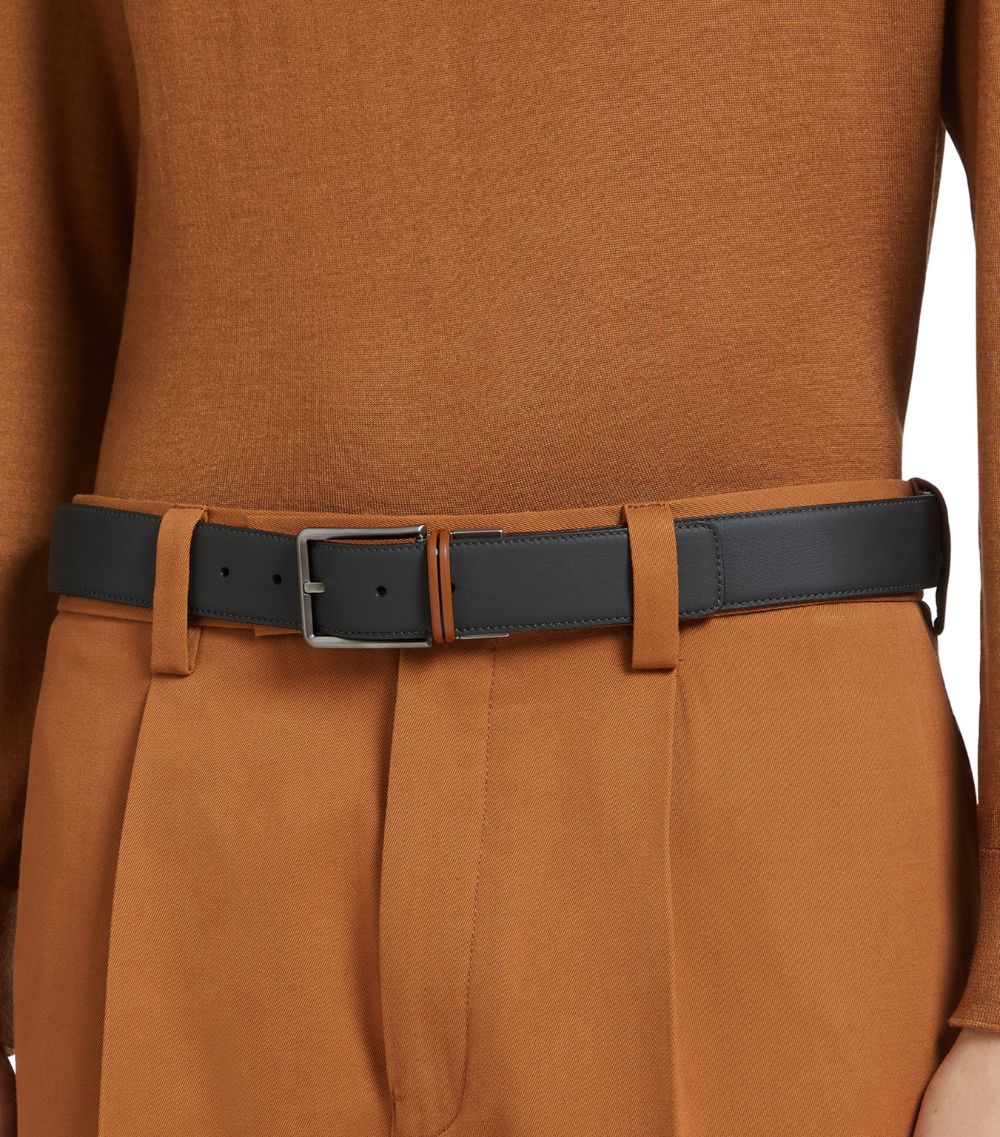 zegna Zegna Leather And Deerskin Reversible Belt