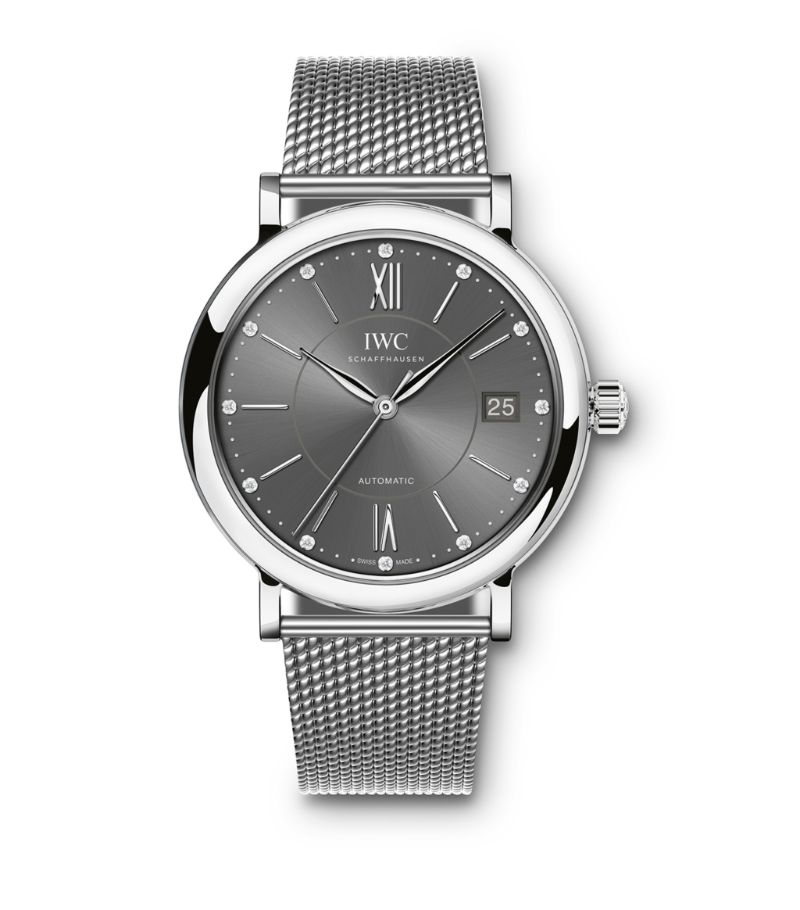 Iwc Schaffhausen Iwc Schaffhausen Stainless Steel And Diamond Portofino Automatic Watch 37Mm