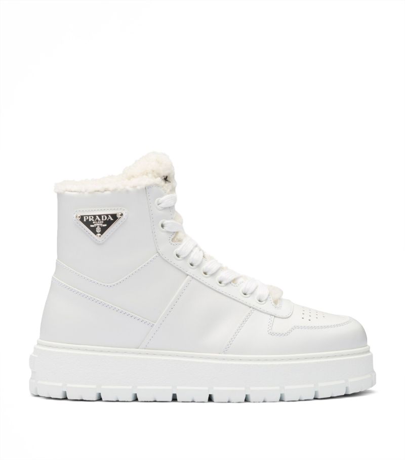 Prada Prada Shearling-Detail High-Top Sneakers