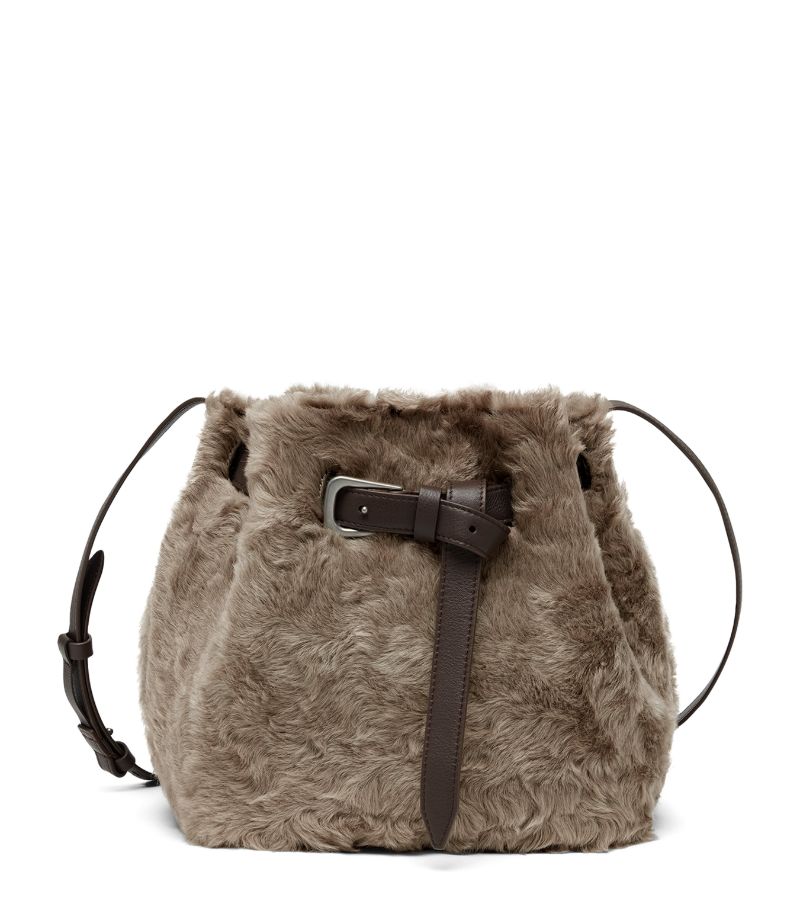 Brunello Cucinelli Brunello Cucinelli Shearling Sartorial Bucket Bag