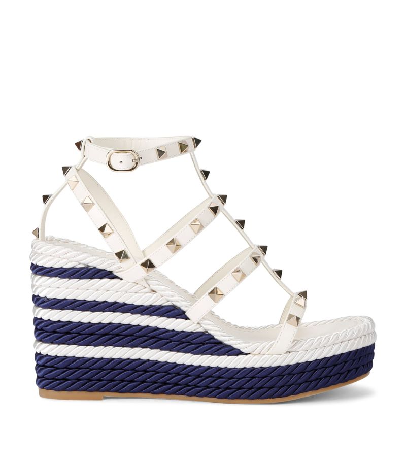 VALENTINO GARAVANI Valentino Garavani Leather Rockstud Espadrille Wedges 95