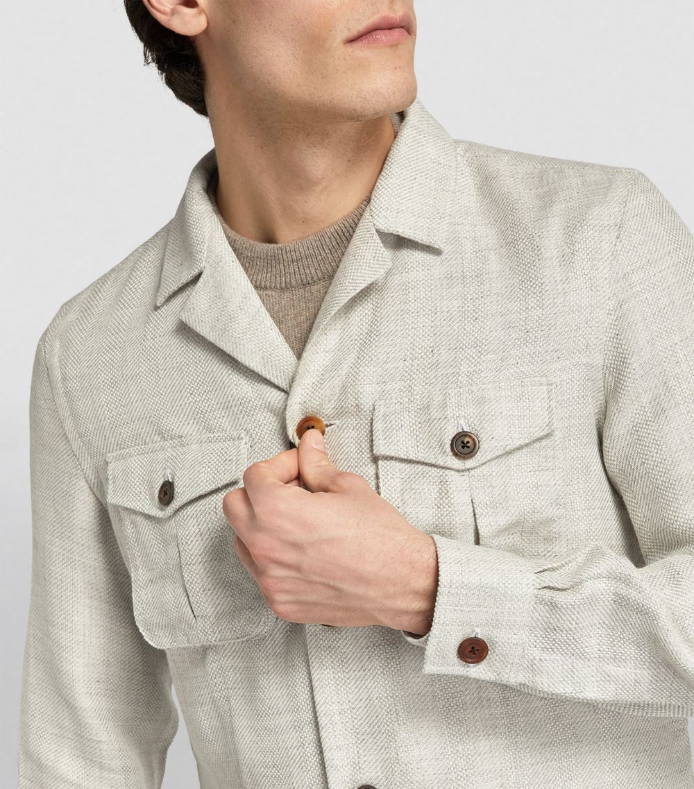  100Hands Wool-Linen Hopsack Utility Blazer