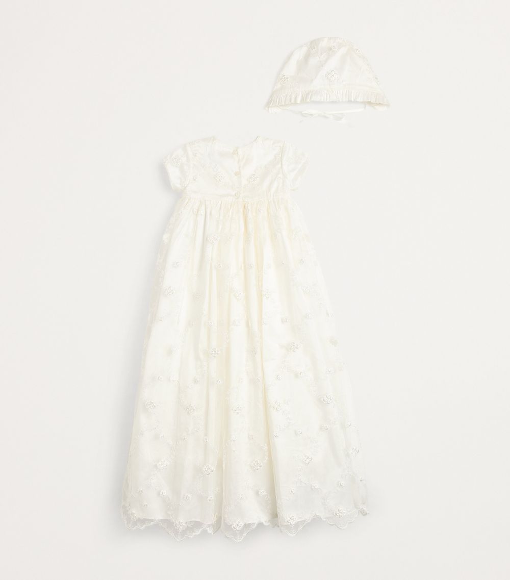 Sarah Louise Sarah Louise Silk Lace-Trim Christening Robe And Bonnet Set (3-12 Months)