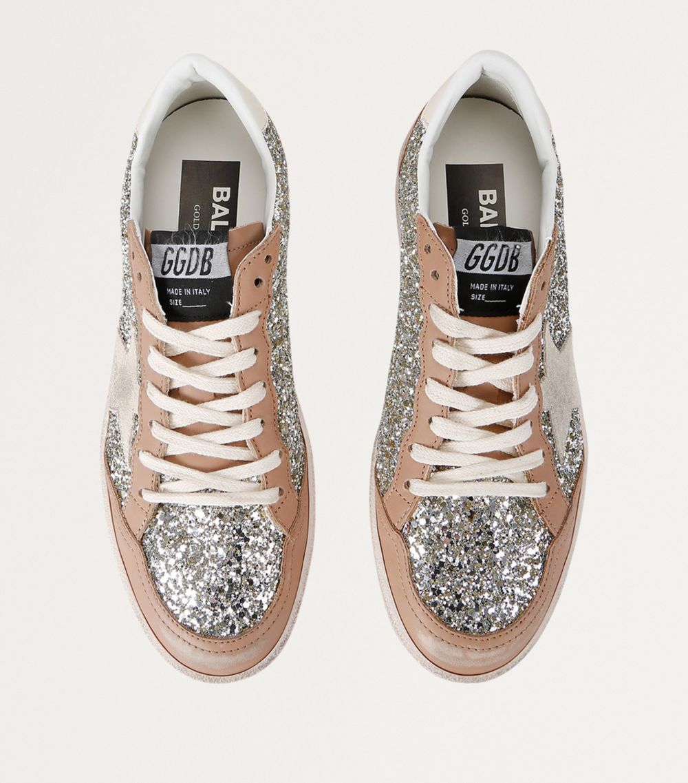 Golden Goose Golden Goose Leather-Glitter Ball Star Sneakers