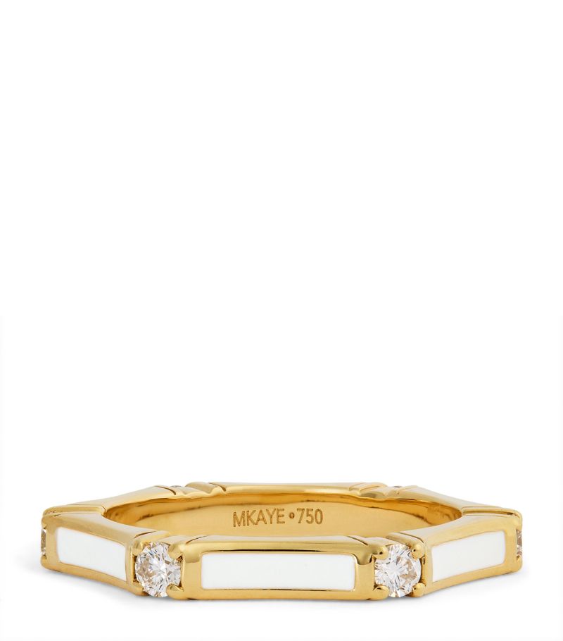 Melissa Kaye Melissa Kaye Yellow Gold, Diamond And Enamel Honey Station Ring