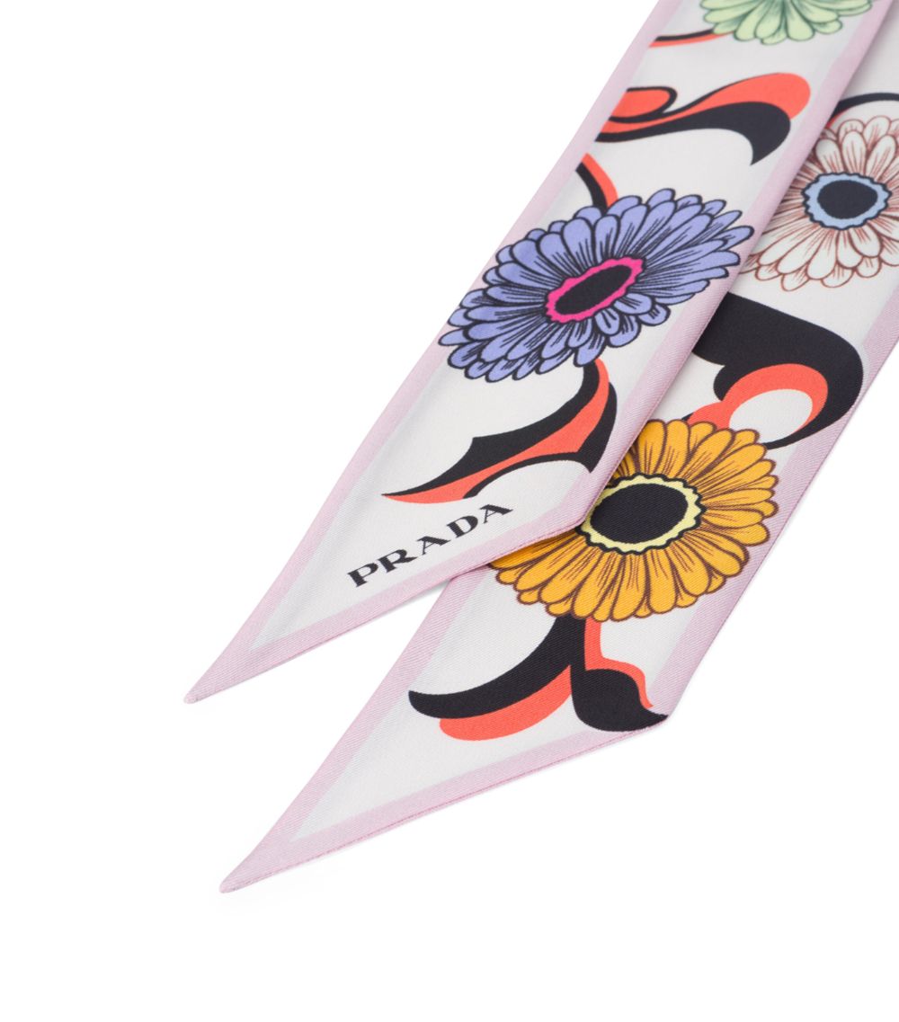 Prada Prada Silk Daisies Skinny Scarf