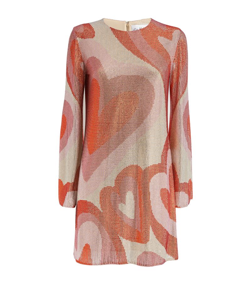  Celia Kritharioti Heart-Print Crystal Mini Dress