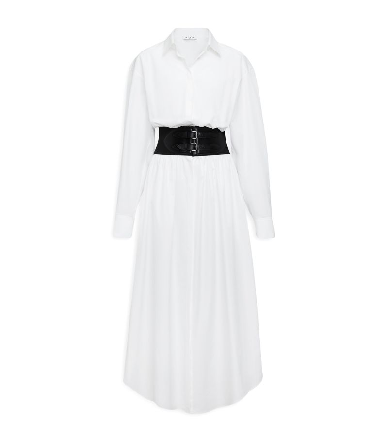 Alaïa Alaïa Belted Shirt Midi Dress