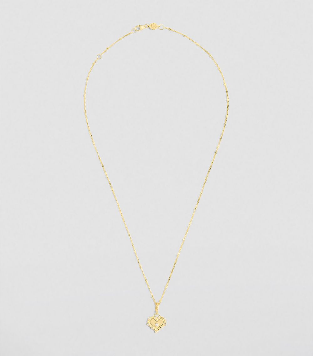 Orly Marcel Orly Marcel Yellow Gold And Diamond Heart Necklace