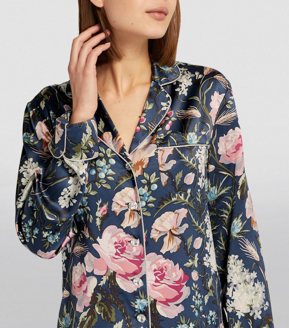 Olivia Von Halle Olivia Von Halle Silk Floral Lila Pyjamas