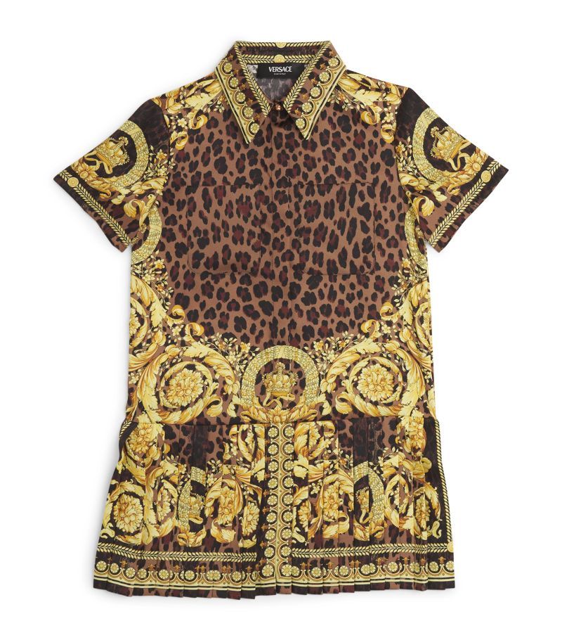 Young Versace Versace Kids Barocco Leopard Shirt Dress (4-14 Years)