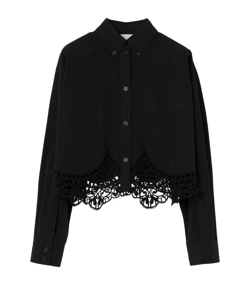 Burberry Burberry Macramé Lace Hem Cropped Shirt