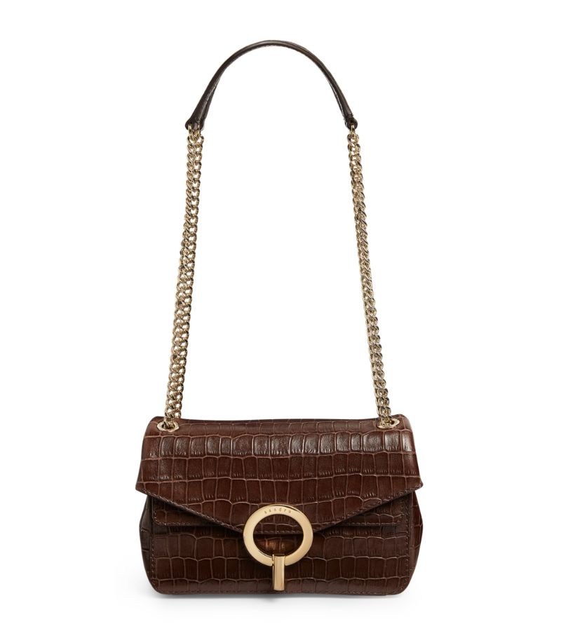  Sandro Croc-Embossed Yza Shoulder Bag