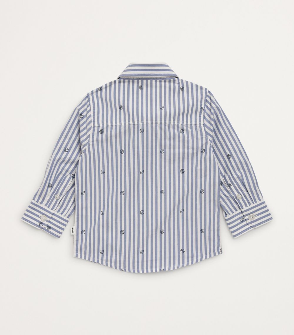 Boss Kidswear Boss Kidswear Cotton Striped Monogram Shirt (6-18 Months)