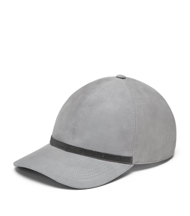 Brunello Cucinelli Brunello Cucinelli Suede Monili-Trim Baseball Cap