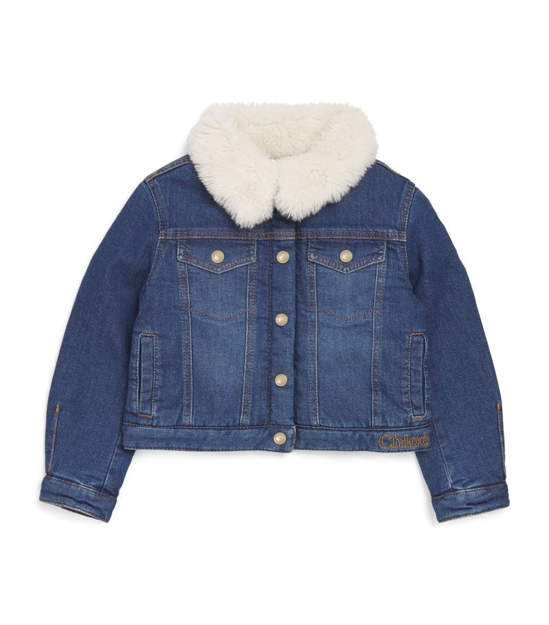 Chloé Kids Chloé Kids Faux Fur-Collar Denim Jacket (4-14 Years)