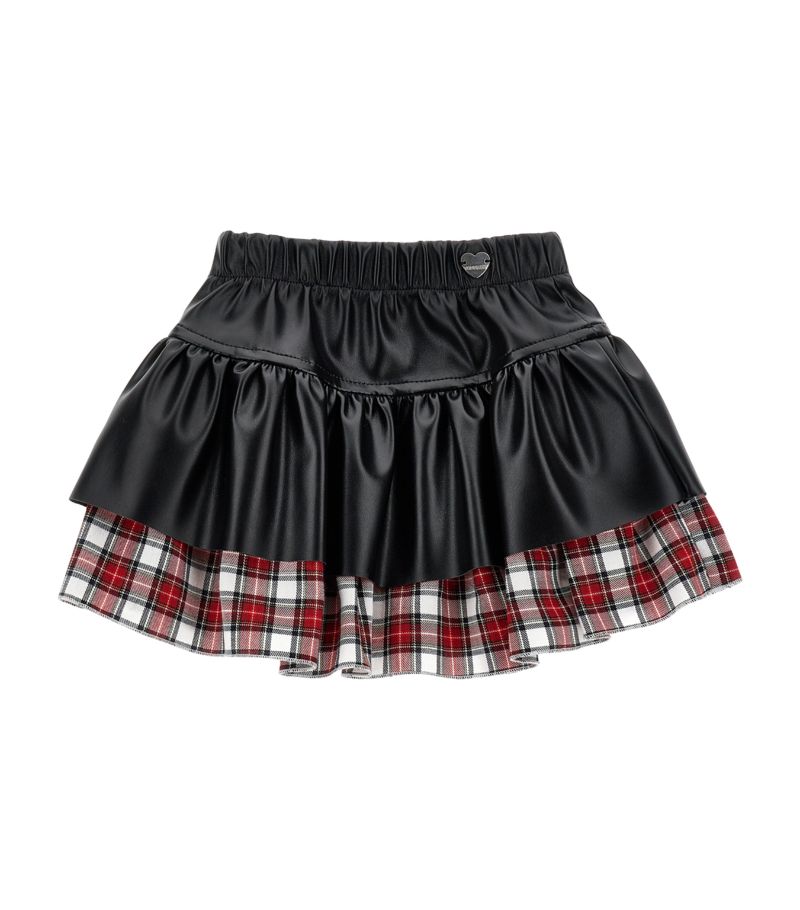 Monnalisa Monnalisa Faux Leather Plaid Skirt (3-36 Months)