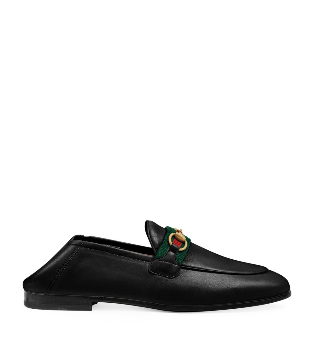 Gucci Gucci Leather Web Stripe Loafers