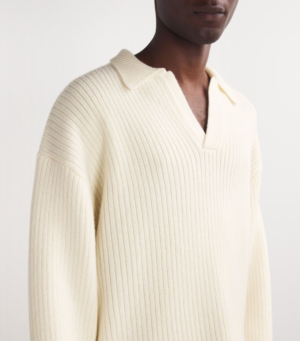 Represent Represent Wool-Blend Ribbed Polo Sweater