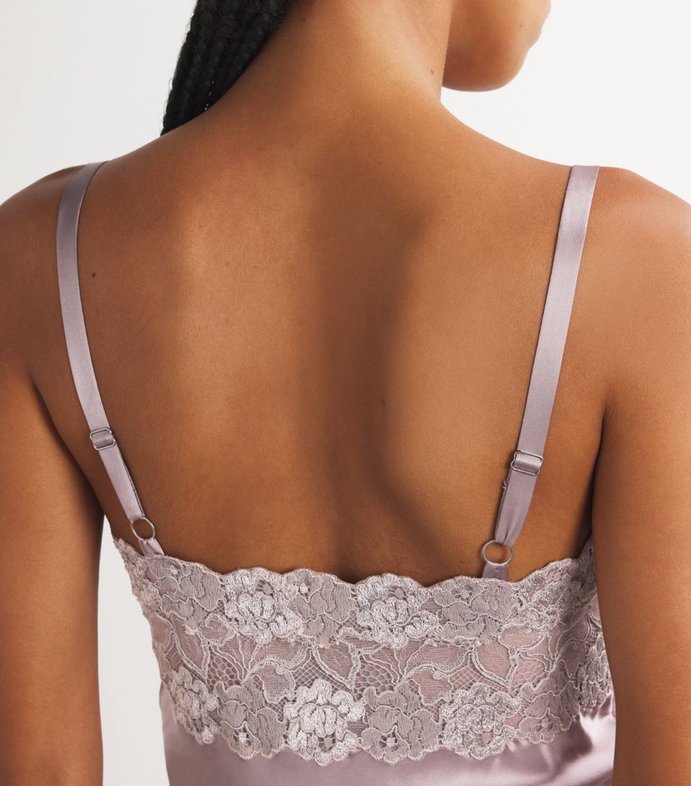  Natori Silk Lace-Trim Slip Dress