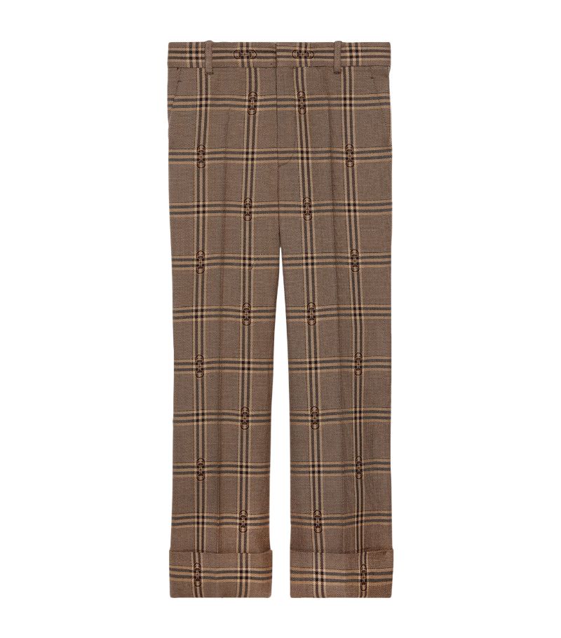 Gucci Gucci Wool Horsebit Check Tailored Trousers