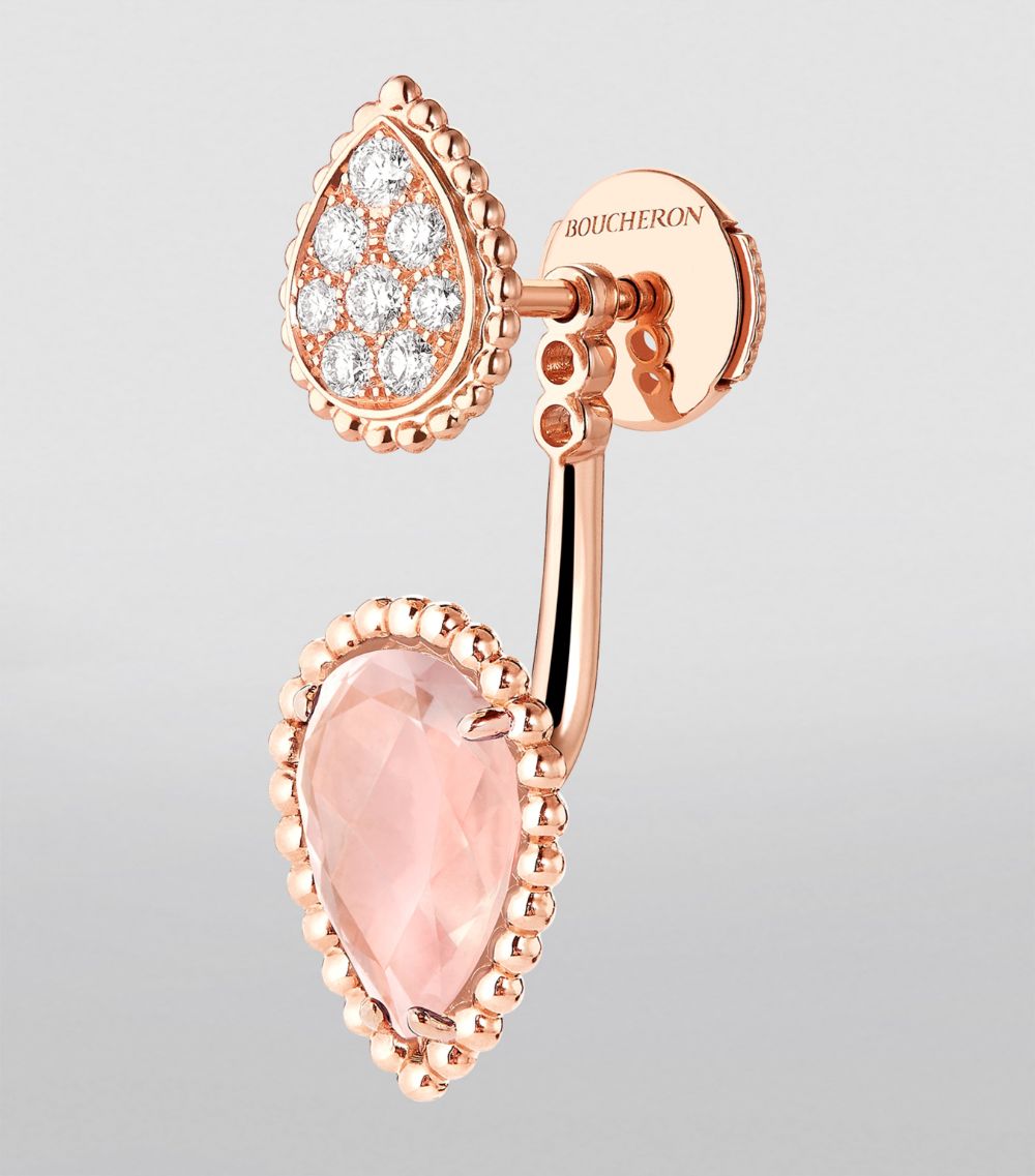 Boucheron Boucheron Rose Gold, Diamond And Pink Quartz Serpent Bohème Single Earring