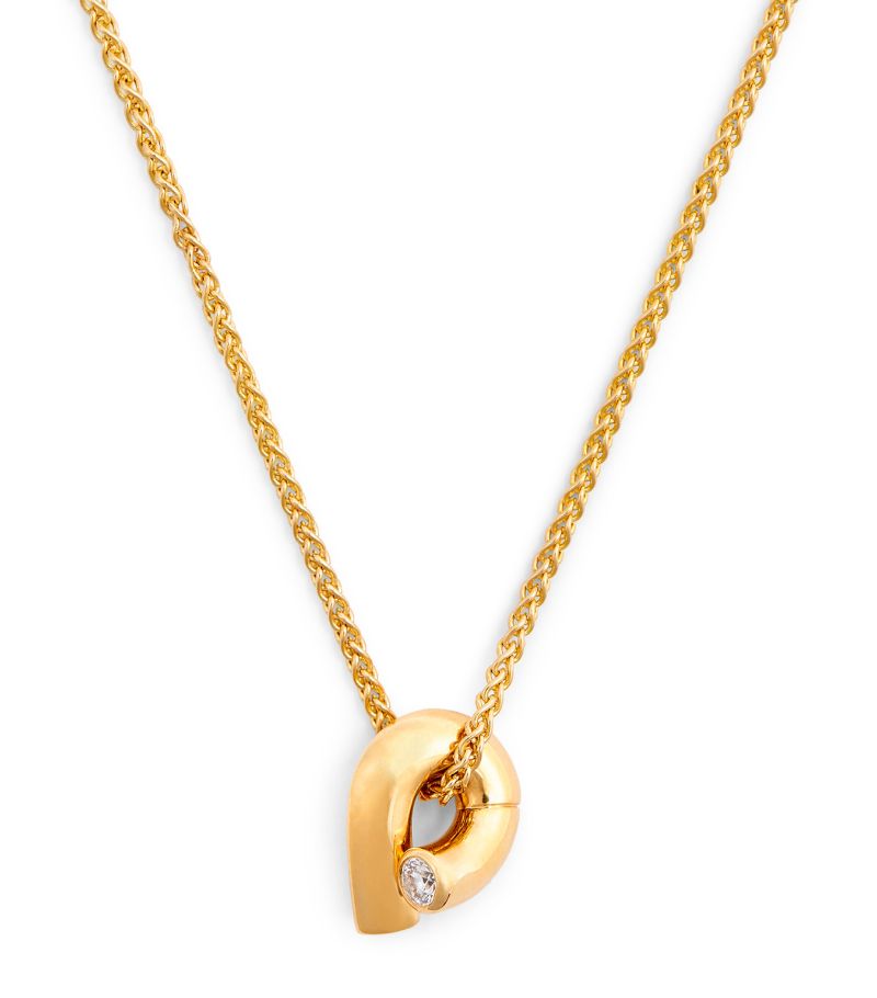  Tabayer Mini Yellow Gold And Diamond Oera Pendant Necklace