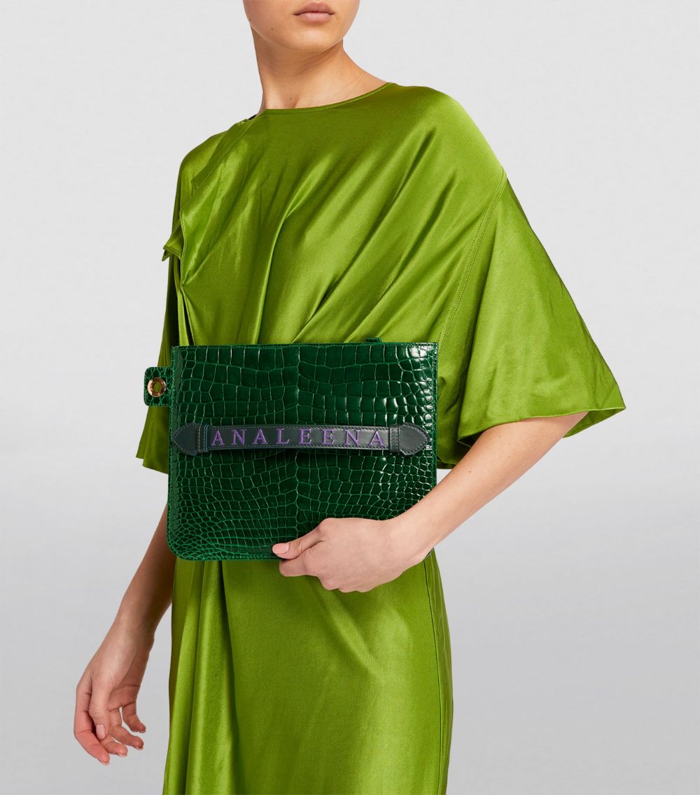 Analeena Analeena Crocodile Clutch Bag