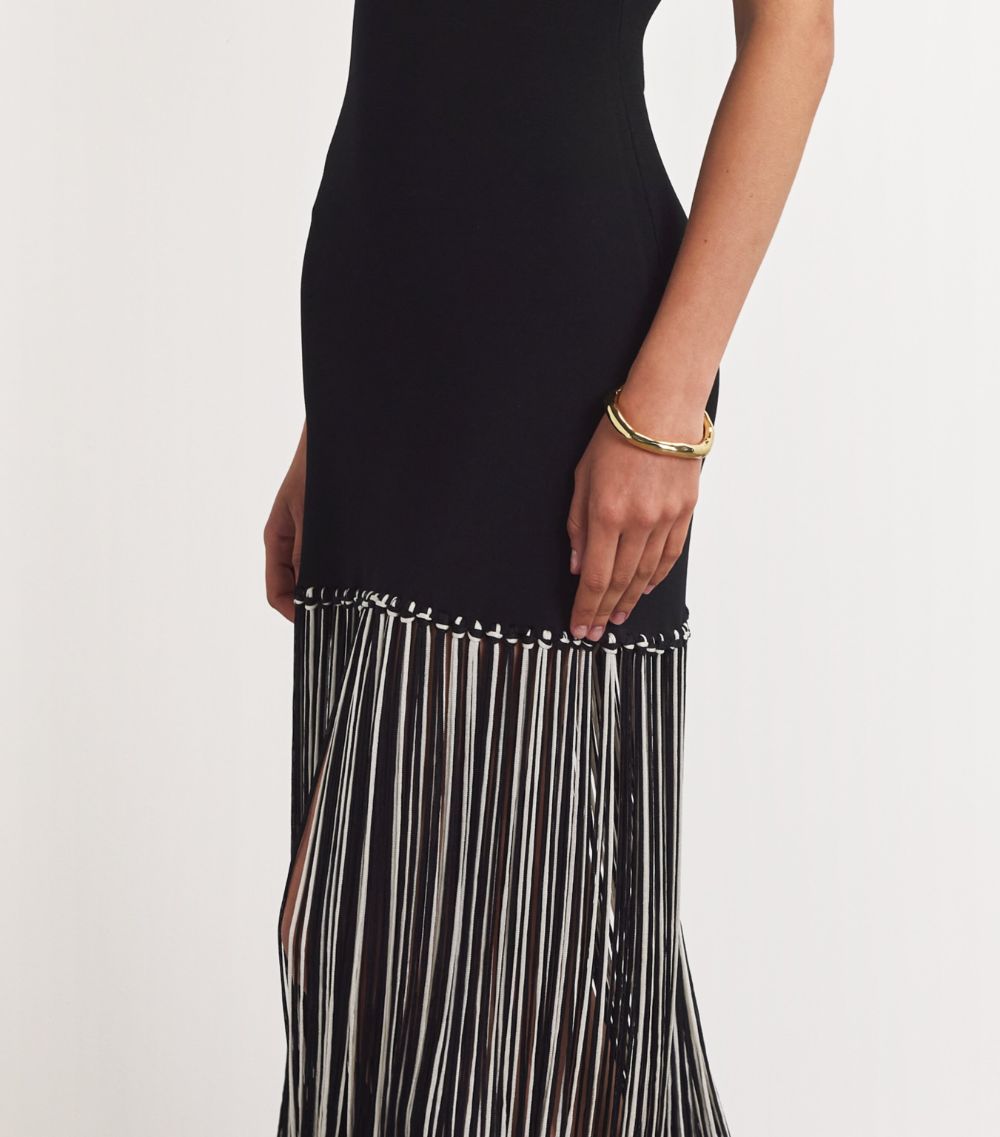  Sandro Fringed-Hem Midi Dress