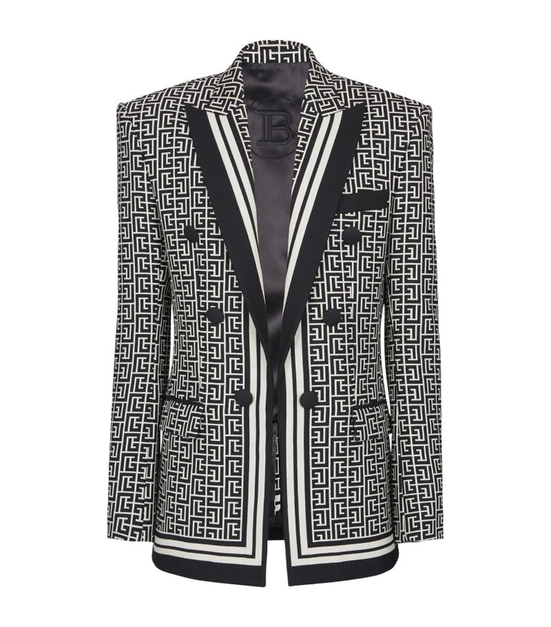 Balmain Balmain Monogram Print Double-Breasted Blazer