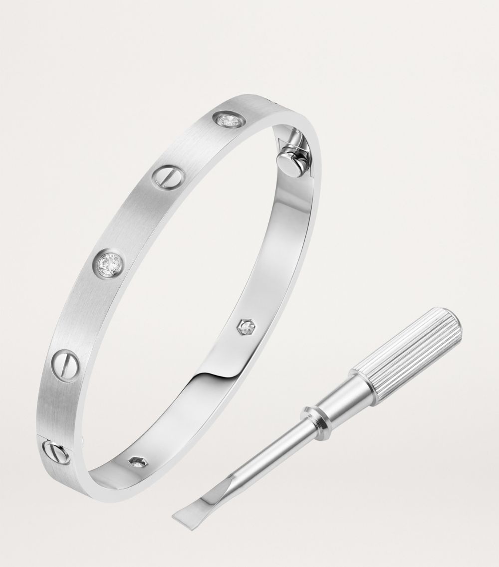 Cartier Cartier Brushed White Gold And Diamond Love Bangle