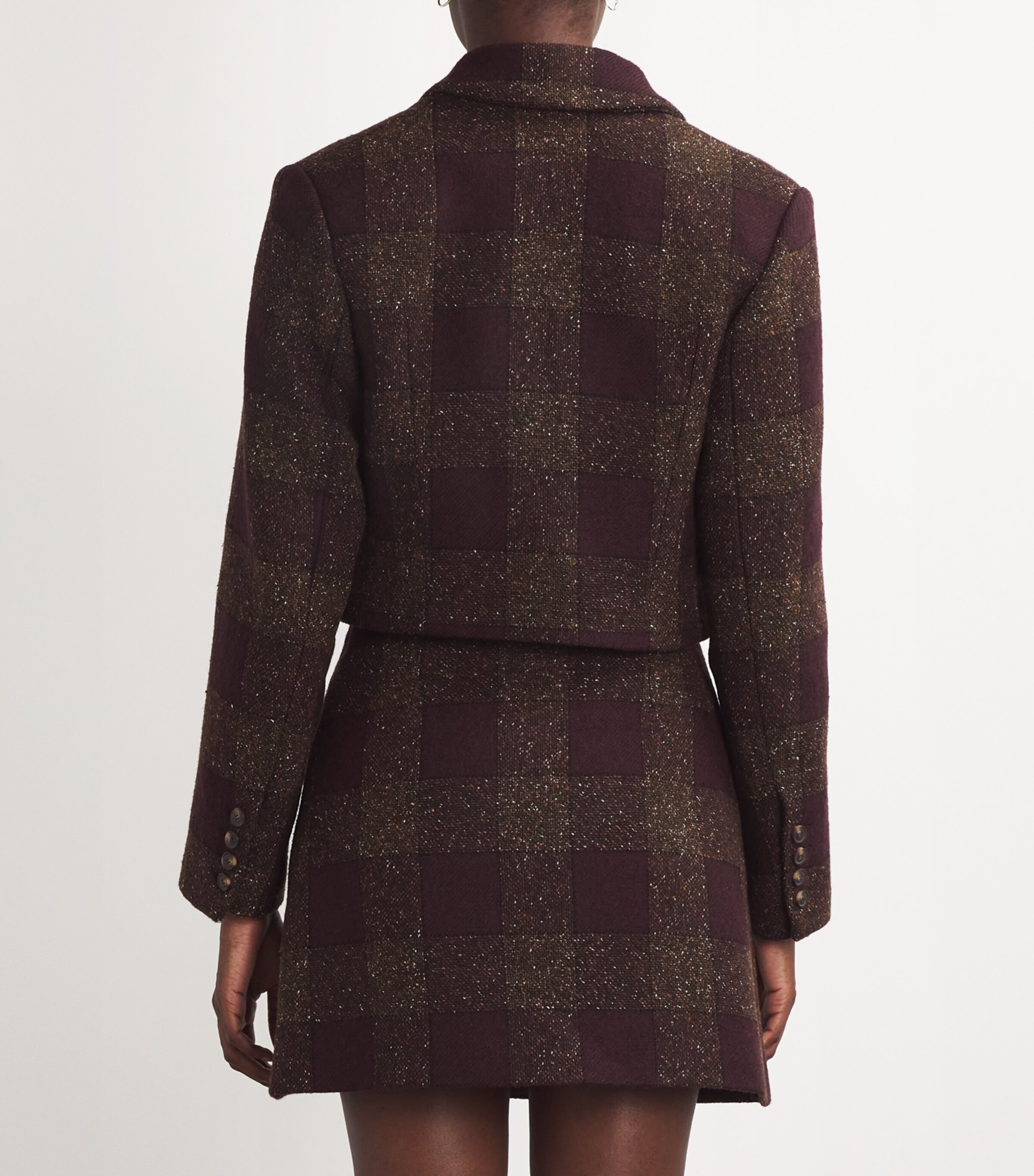  Claudie Pierlot Wool-Blend Cropped Check Jacket